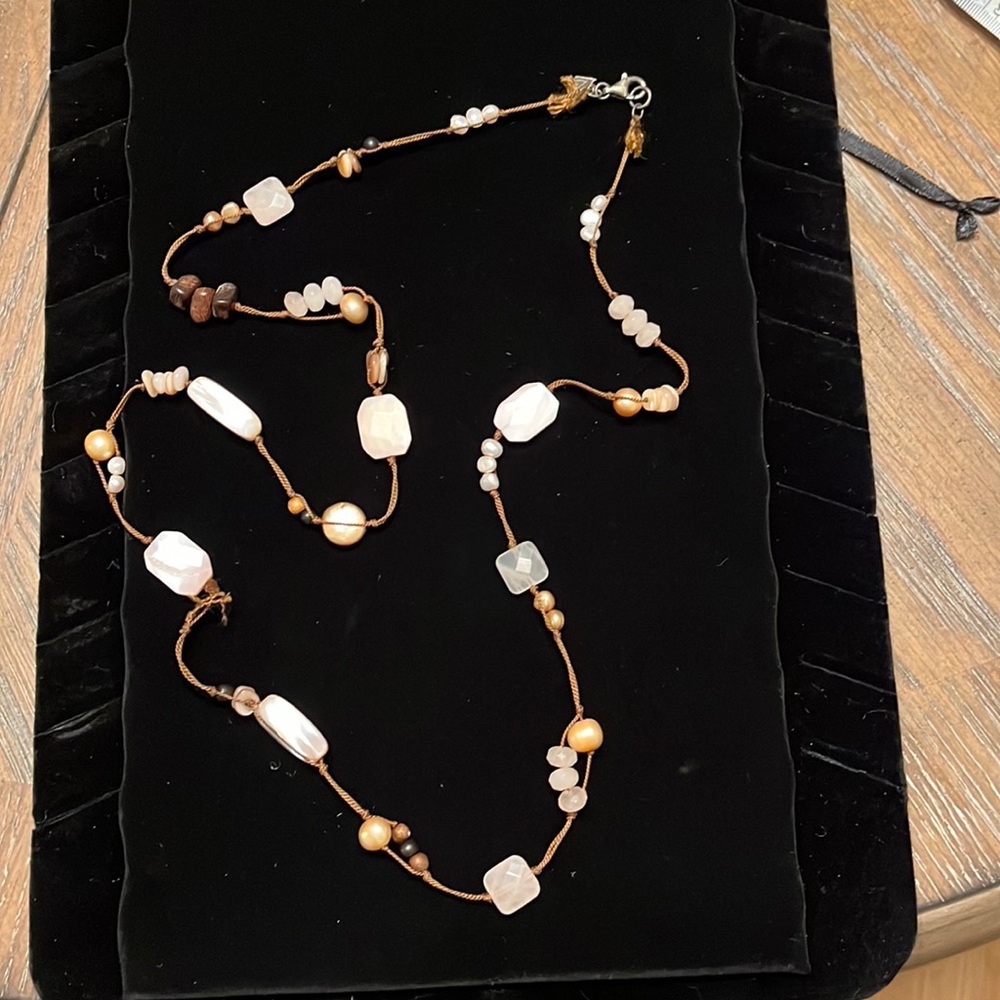 Silpada rose quartz and freshwater Pearl necklace